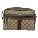 GUCCI GG Supreme Web Sherry Line Bag PVC Beige Gold 98 02 005 Auth fm4874-13
