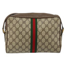 GUCCI GG Supreme Web Sherry Line Bag PVC Beige Gold 98 02 005 Auth fm4874-2