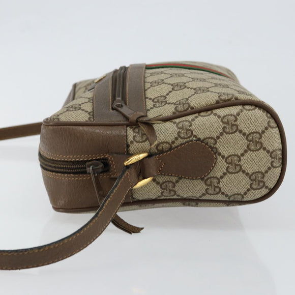 GUCCI GG Supreme Web Sherry Line Bag PVC Beige Gold 98 02 005 Auth fm4874