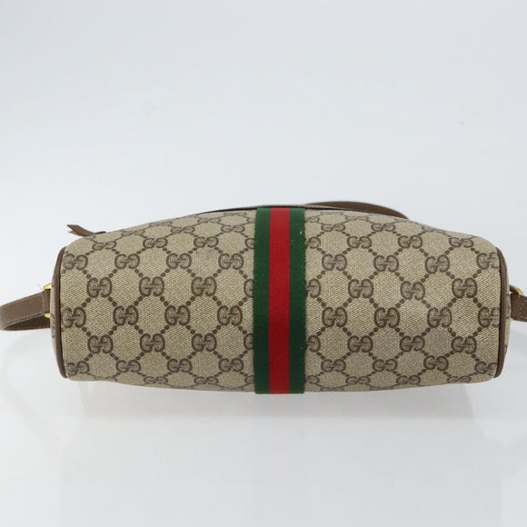 GUCCI GG Supreme Web Sherry Line Bag PVC Beige Gold 98 02 005 Auth fm4874