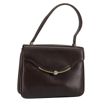 GUCCI Shoulder Bag Leather Brown Gold Auth fm4876