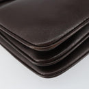 GUCCI Shoulder Bag Leather Brown Gold Auth fm4876-11