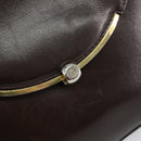 GUCCI Shoulder Bag Leather Brown Gold Auth fm4876-14