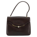 GUCCI Shoulder Bag Leather Brown Gold Auth fm4876-2