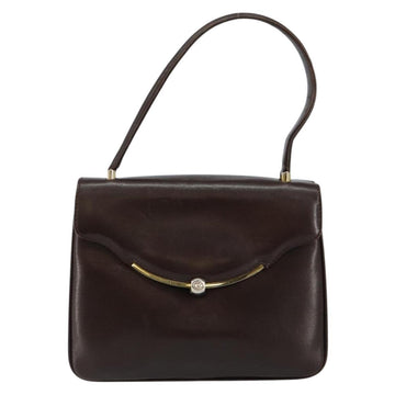 GUCCI Shoulder Bag Leather Brown Gold Auth fm4876 - 0