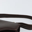 GUCCI Shoulder Bag Leather Brown Gold Auth fm4876-8