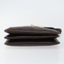 GUCCI Shoulder Bag Leather Brown Gold Auth fm4876-9