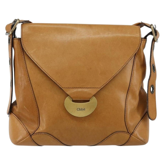 Chloe Shoulder Bag Leather Beige Auth fm4877