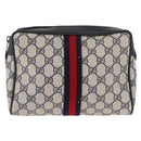 GUCCI GG Supreme Sherry Line Clutch Bag Red Navy 63 01 012 Auth fm4879-13