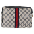 GUCCI GG Supreme Sherry Line Clutch Bag Red Navy 63 01 012 Auth fm4879-2