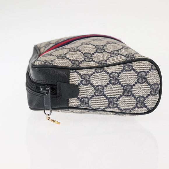 GUCCI GG Supreme Sherry Line Clutch Bag Red Navy 63 01 012 Auth fm4879