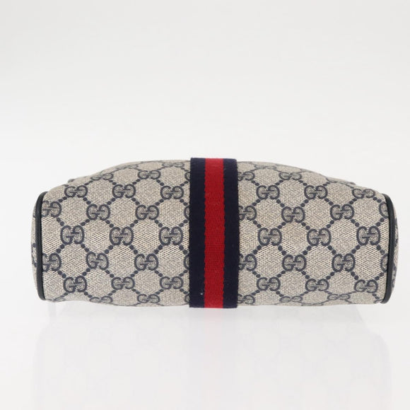 GUCCI GG Supreme Sherry Line Clutch Bag Red Navy 63 01 012 Auth fm4879