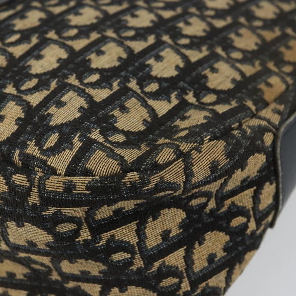 Christian Dior Trotter Canvas Shoulder Bag Navy Gold Auth fm4881