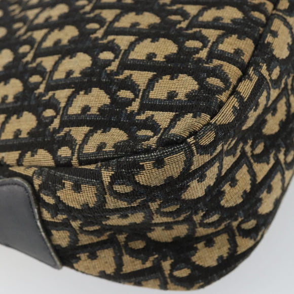 Christian Dior Trotter Canvas Shoulder Bag Navy Gold Auth fm4881