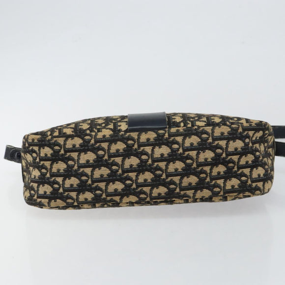 Christian Dior Trotter Canvas Shoulder Bag Navy Gold Auth fm4881