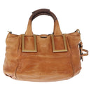 Chloe Etel Hand Bag Leather 2way Beige Gold Auth fm4883-13