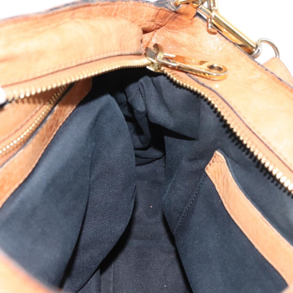 Chloe Etel Hand Bag Leather 2way Beige Gold Auth fm4883