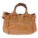 Chloe Etel Hand Bag Leather 2way Beige Gold Auth fm4883-2