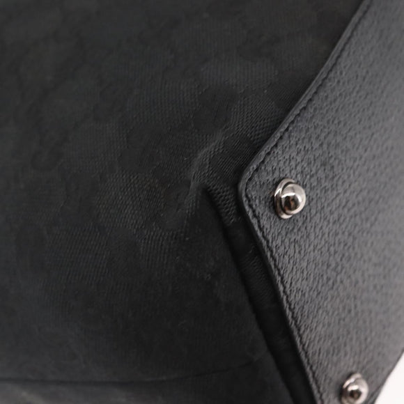 GUCCI GG Canvas Tote Bag Black Gold 120836 Auth fm4884