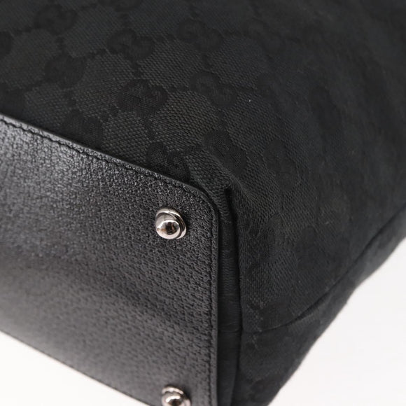 GUCCI GG Canvas Tote Bag Black Gold 120836 Auth fm4884