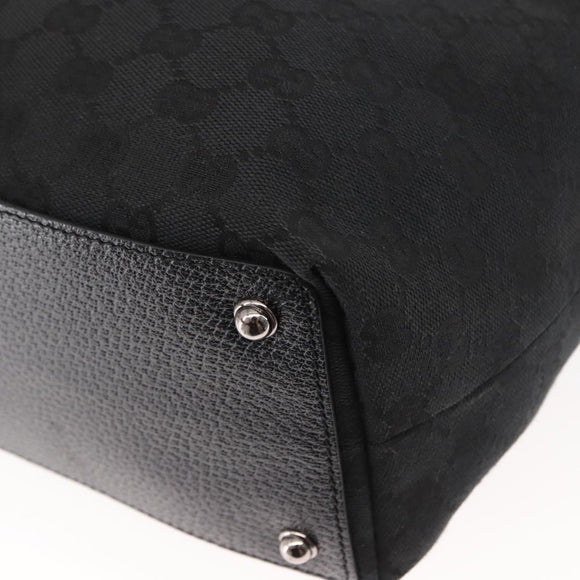 GUCCI GG Canvas Tote Bag Black Gold 120836 Auth fm4884