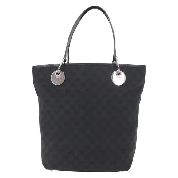 GUCCI GG Canvas Tote Bag Black Gold 120836 Auth fm4884