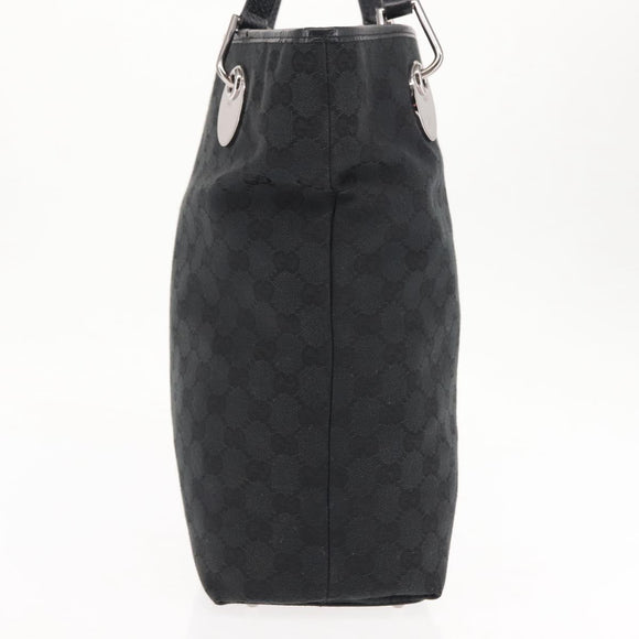 GUCCI GG Canvas Tote Bag Black Gold 120836 Auth fm4884