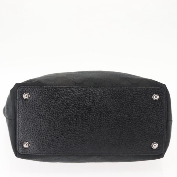 GUCCI GG Canvas Tote Bag Black Gold 120836 Auth fm4884