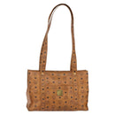 MCM Logogram Vicetos Tote Bag PVC Leather Brown Gold Auth fm4885-1