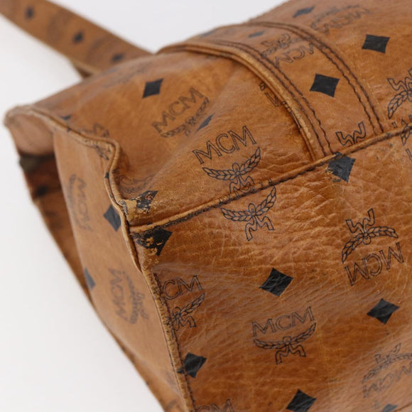 MCM Logogram Vicetos Tote Bag PVC Leather Brown Gold Auth fm4885