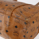 MCM Logogram Vicetos Tote Bag PVC Leather Brown Gold Auth fm4885-15