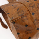 MCM Logogram Vicetos Tote Bag PVC Leather Brown Gold Auth fm4885-16