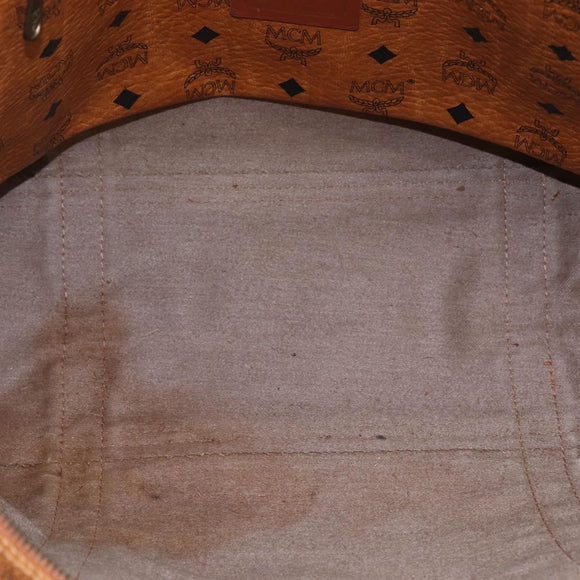 MCM Logogram Vicetos Tote Bag PVC Leather Brown Gold Auth fm4885