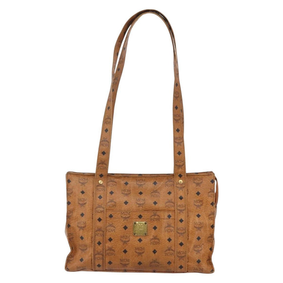 MCM Logogram Vicetos Tote Bag PVC Leather Brown Gold Auth fm4885