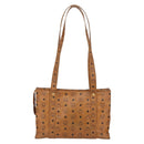 MCM Logogram Vicetos Tote Bag PVC Leather Brown Gold Auth fm4885-2