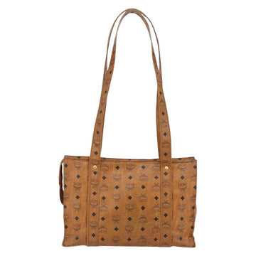 MCM Logogram Vicetos Tote Bag PVC Leather Brown Gold Auth fm4885 - 0