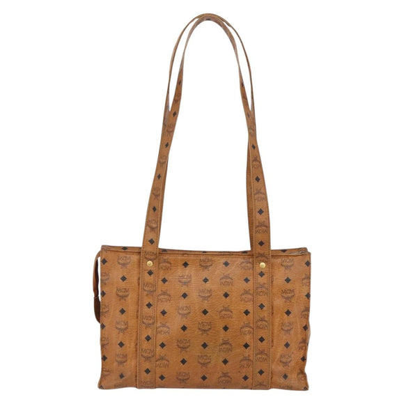 MCM Logogram Vicetos Tote Bag PVC Leather Brown Gold Auth fm4885