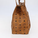 MCM Logogram Vicetos Tote Bag PVC Leather Brown Gold Auth fm4885-3