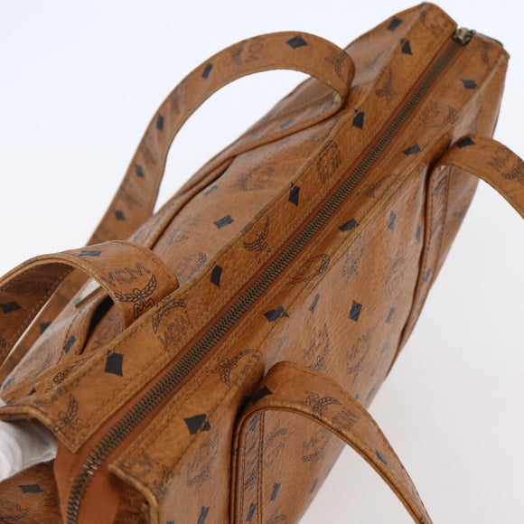 MCM Logogram Vicetos Tote Bag PVC Leather Brown Gold Auth fm4885