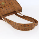 MCM Logogram Vicetos Tote Bag PVC Leather Brown Gold Auth fm4885-7