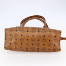 MCM Logogram Vicetos Tote Bag PVC Leather Brown Gold Auth fm4885-5