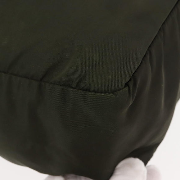 PRADA Tote Bag Nylon Khaki Silver Auth fm4887