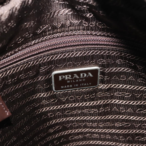 PRADA Tote Bag Nylon Khaki Silver Auth fm4887
