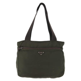 PRADA Tote Bag Nylon Khaki Silver Auth fm4887 - 0