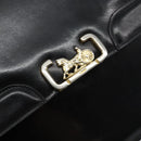 CELINE Horse Carriage Shoulder Bag Leather Black Gold Auth fm4892-14