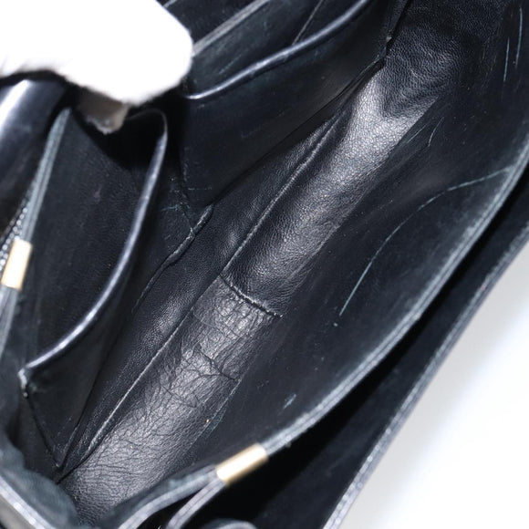 CELINE Horse Carriage Shoulder Bag Leather Black Gold Auth fm4892