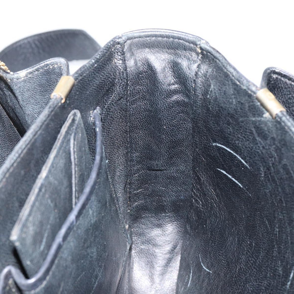 CELINE Horse Carriage Shoulder Bag Leather Black Gold Auth fm4892