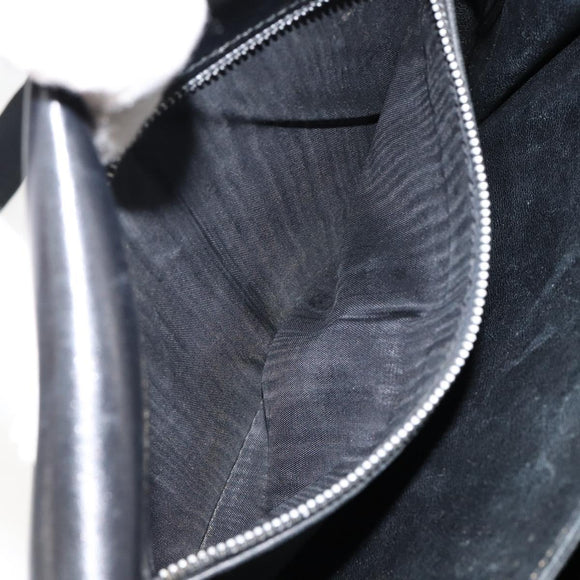 CELINE Horse Carriage Shoulder Bag Leather Black Gold Auth fm4892