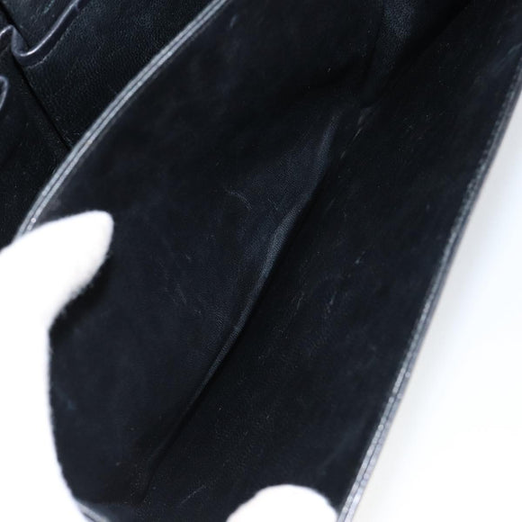 CELINE Horse Carriage Shoulder Bag Leather Black Gold Auth fm4892