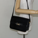 CELINE Horse Carriage Shoulder Bag Leather Black Gold Auth fm4892-22